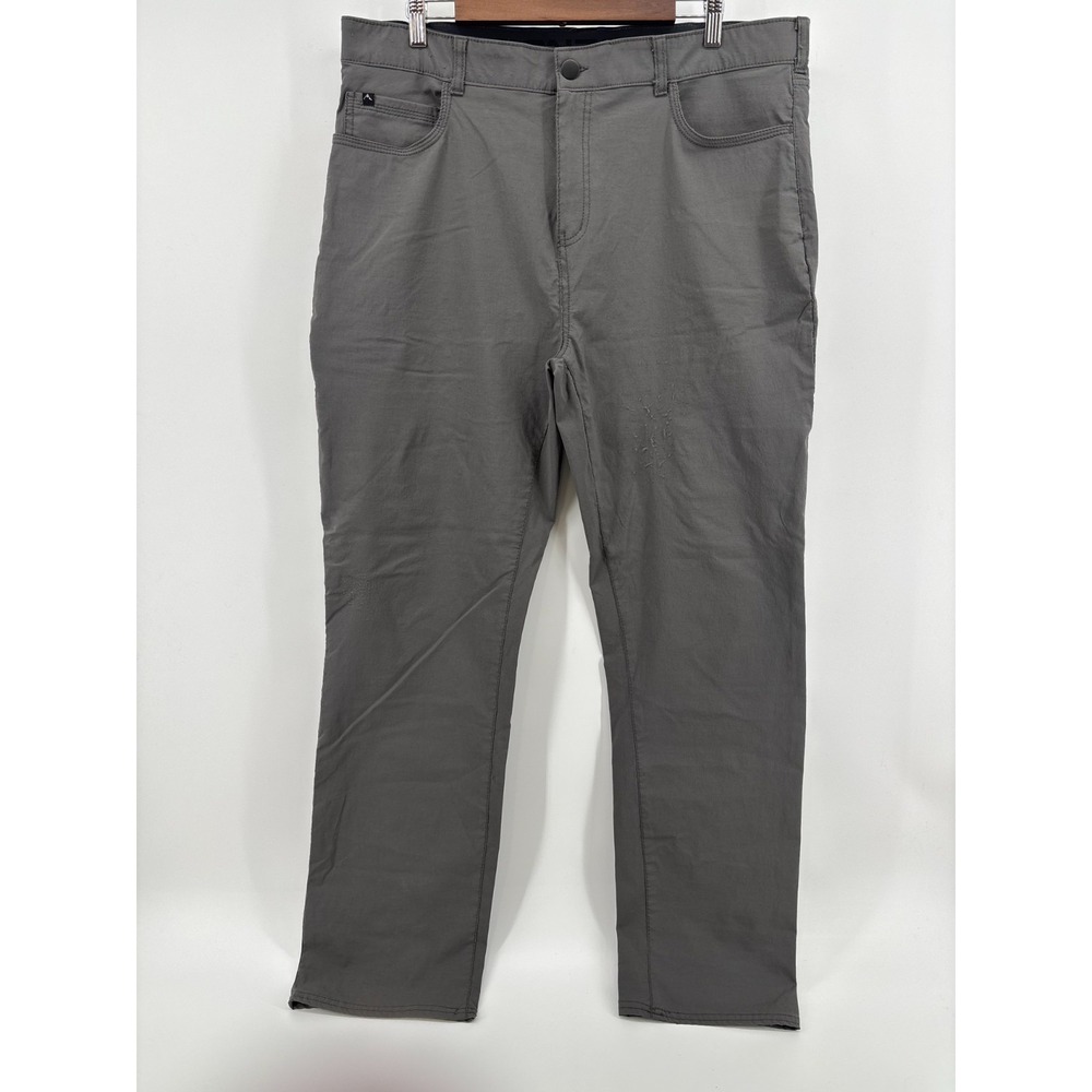 Denali Mens Gray Flat Front Straight Leg Outdoor Comfort Pants 38x31